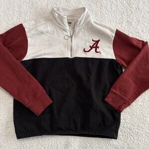 Alabama Shirt Adults Medium Red & White 1/4 Zip Pullover Football Crimson Tide